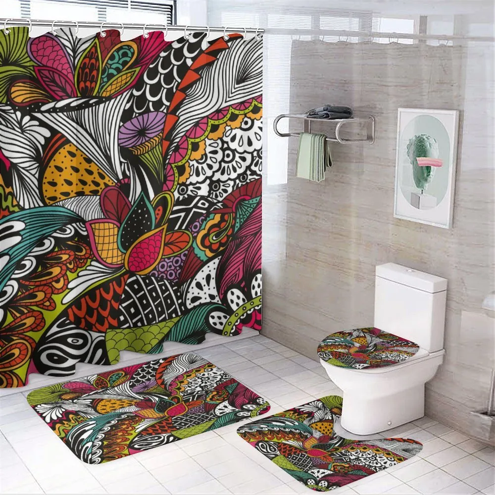 Colorful Ornate Leaves — 4-Piece Bathroom Set preview