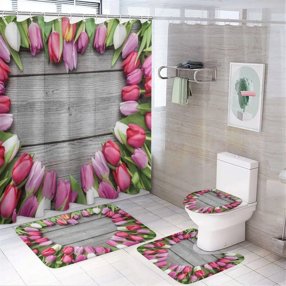 Frame of Fresh Tulips — 4-Piece Bathroom Set preview