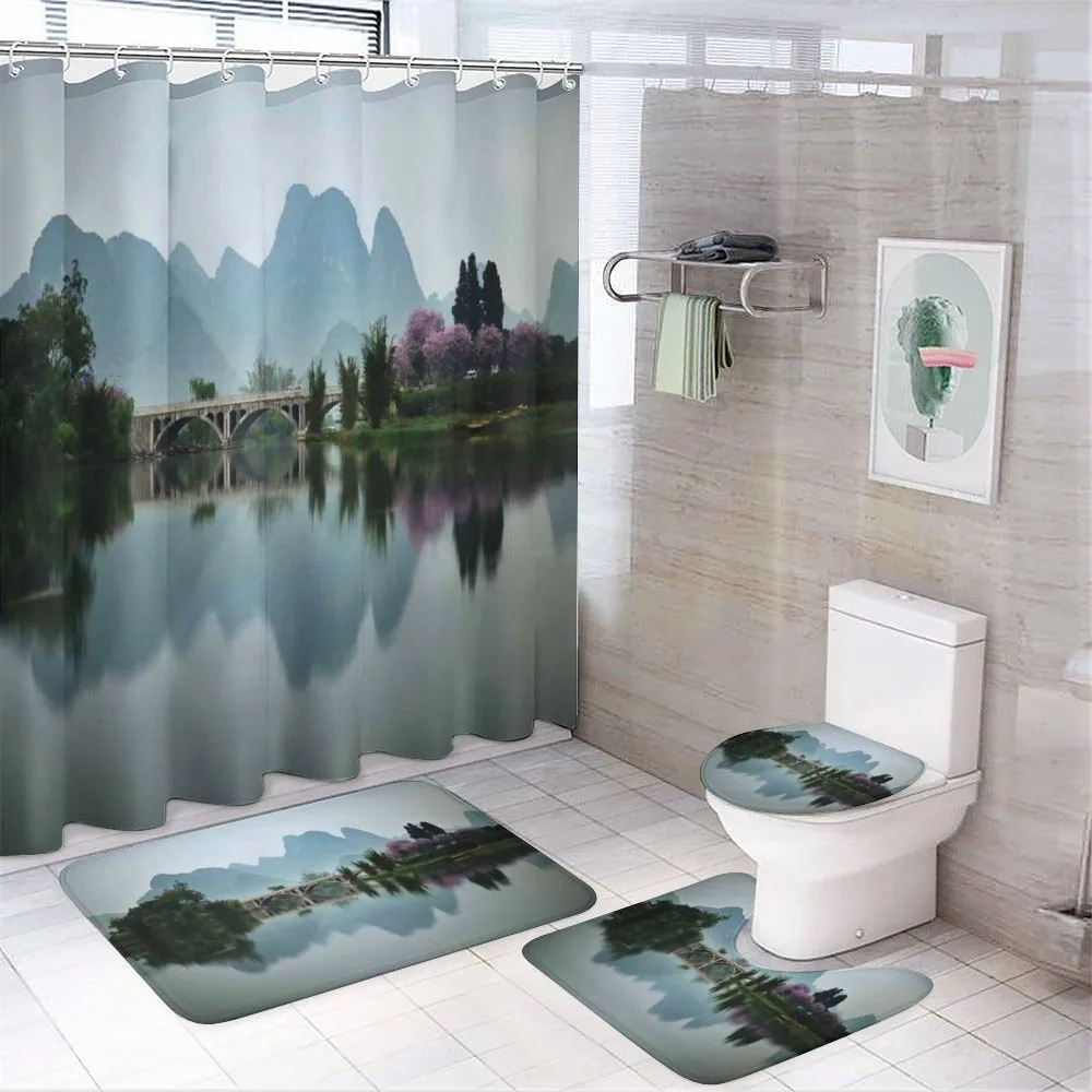 Japanese Lake View — 4-Piece Bathroom Set preview