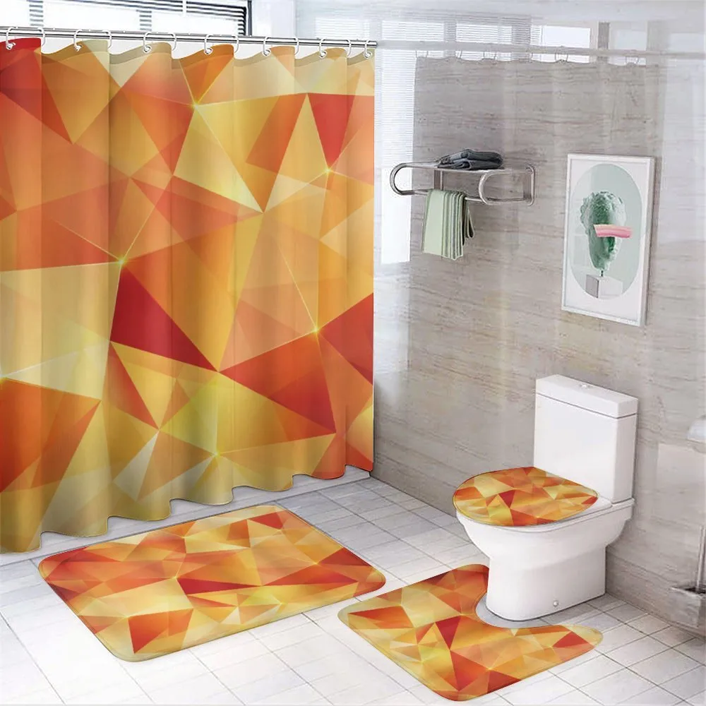 Orange Triangles Art — 4-Piece Bathroom Set preview
