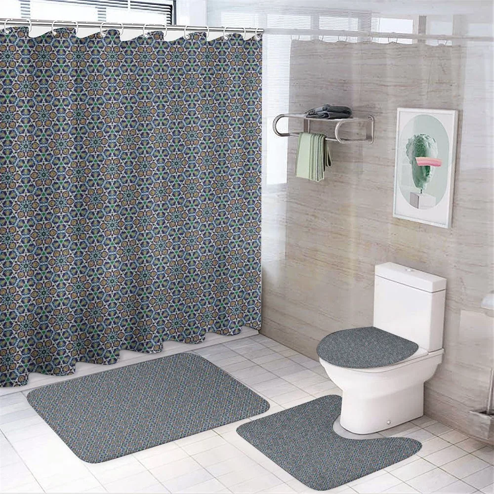 Oriental Flower Bloom Print — 4-Piece Bathroom Set preview