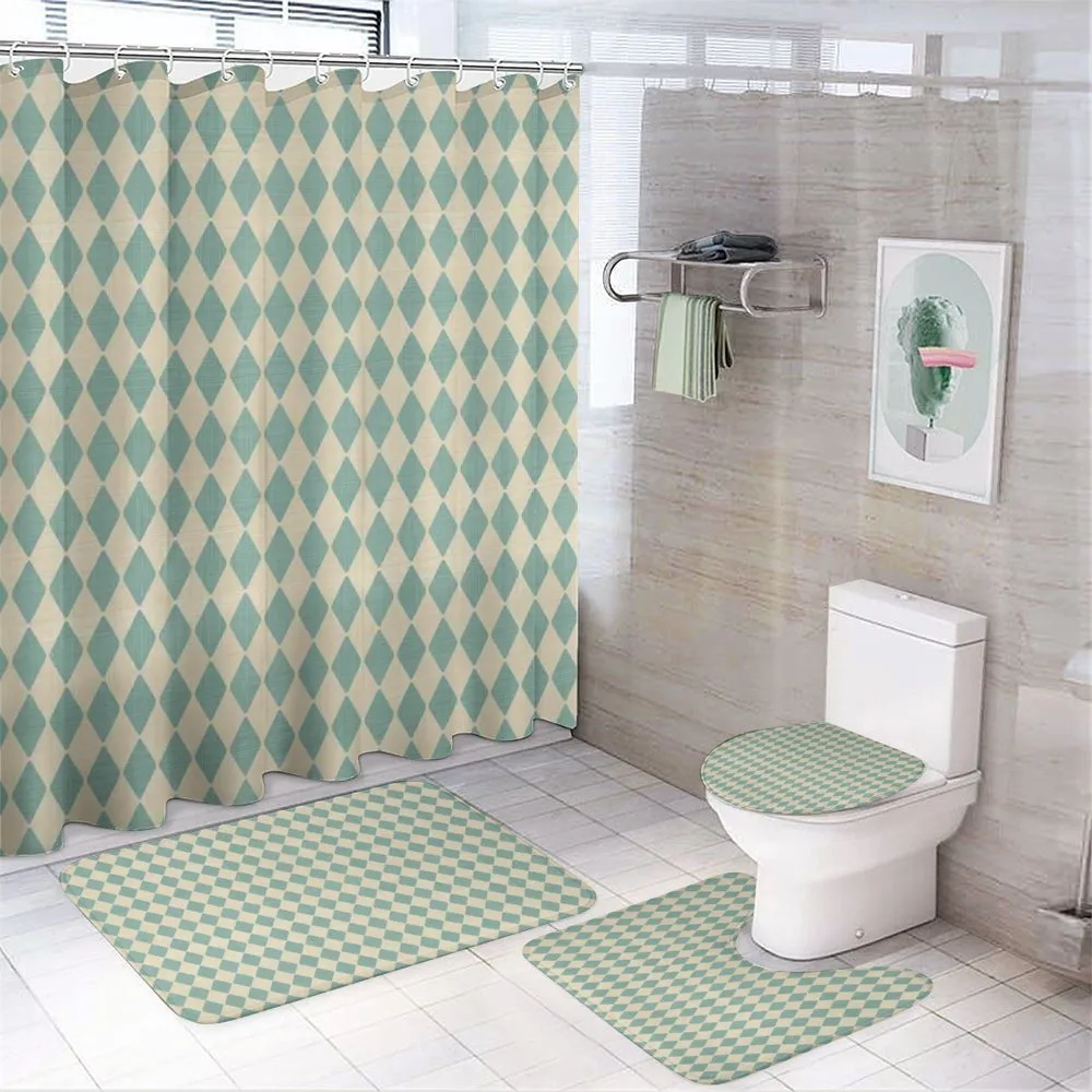 Retro Argyle Pattern — 4-Piece Bathroom Set preview