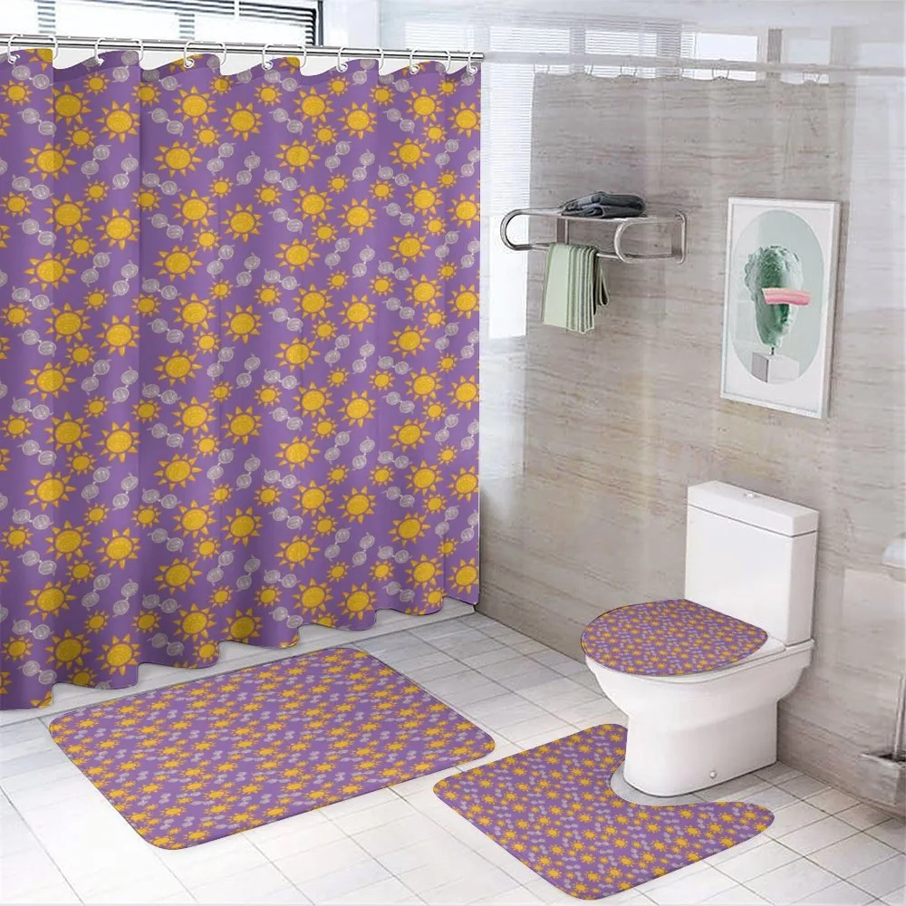 Sun and Sunglasses Pattern — 4-Piece Bathroom Set preview