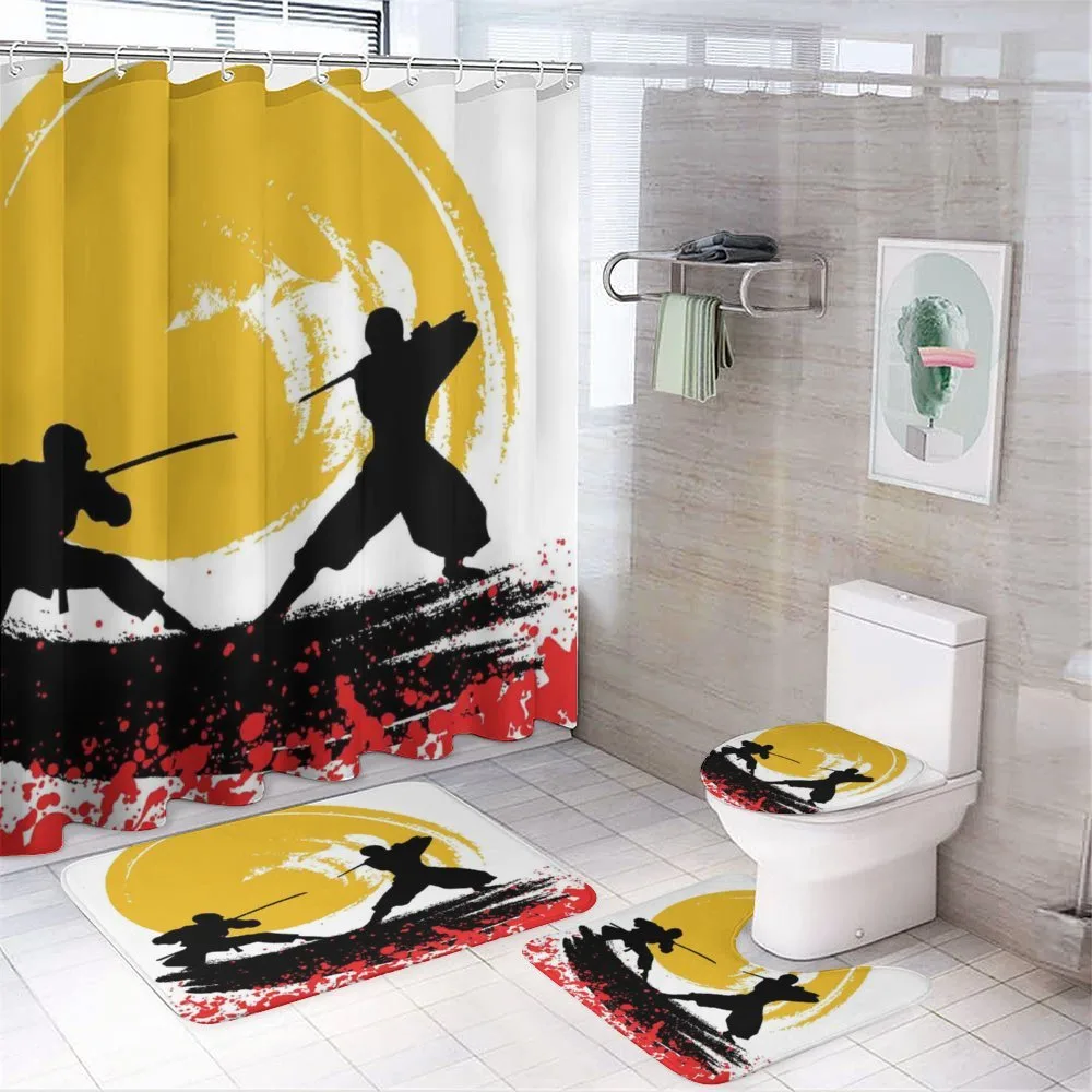 Watercolor Style Ninja — 4-Piece Bathroom Set preview