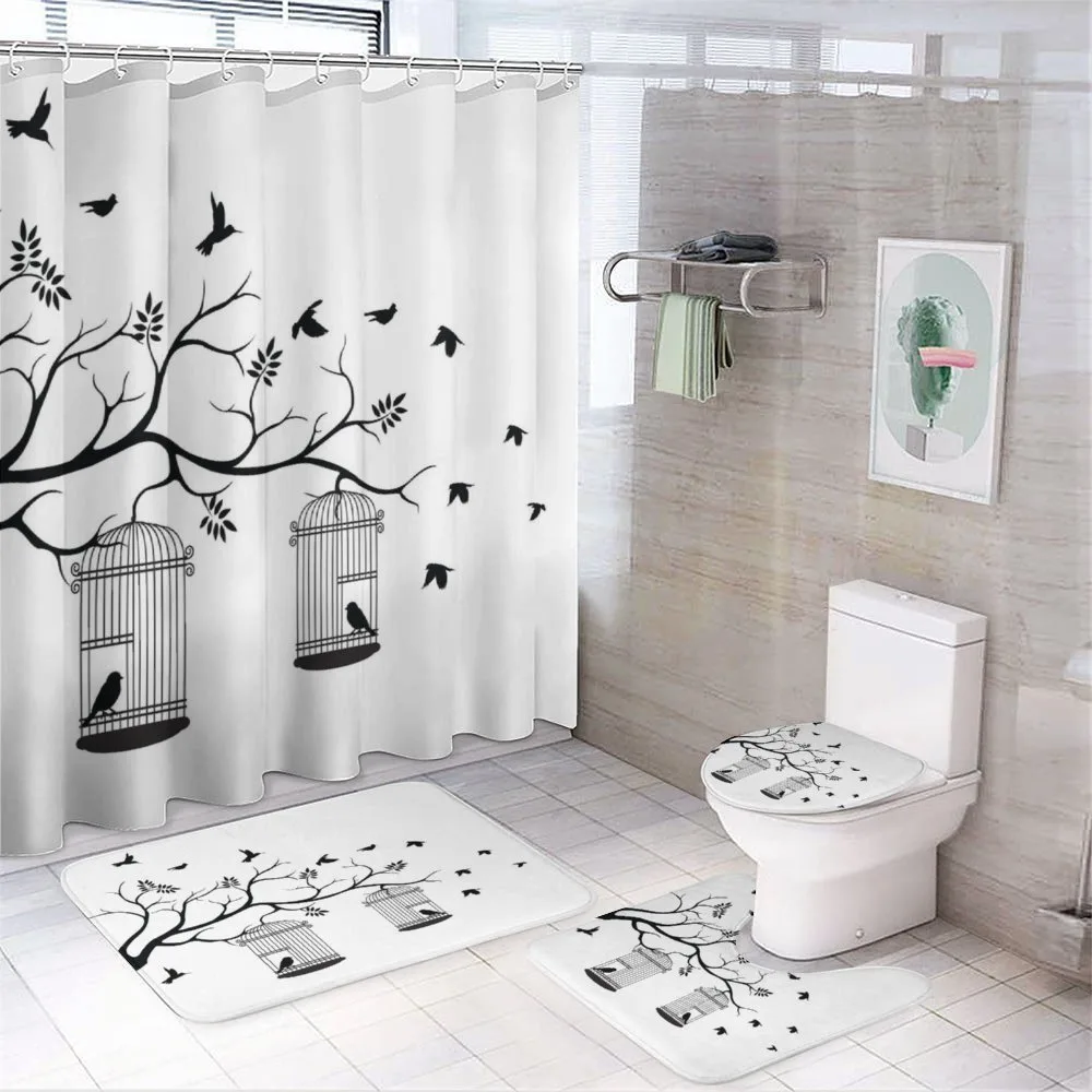 Birds Flying to Cages — 4-Piece Bathroom Set preview