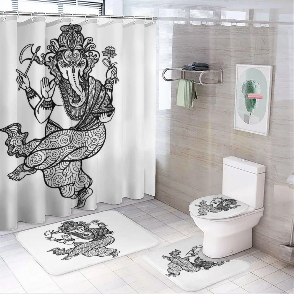 Dancing Elephant Sketch — 4-Piece Bathroom Set preview