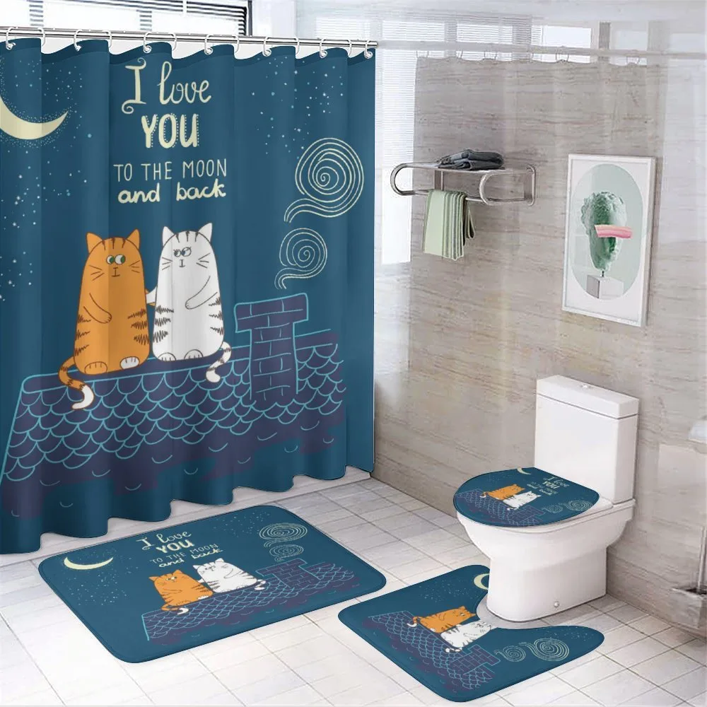 Love Cats on Roof — 4-Piece Bathroom Set preview