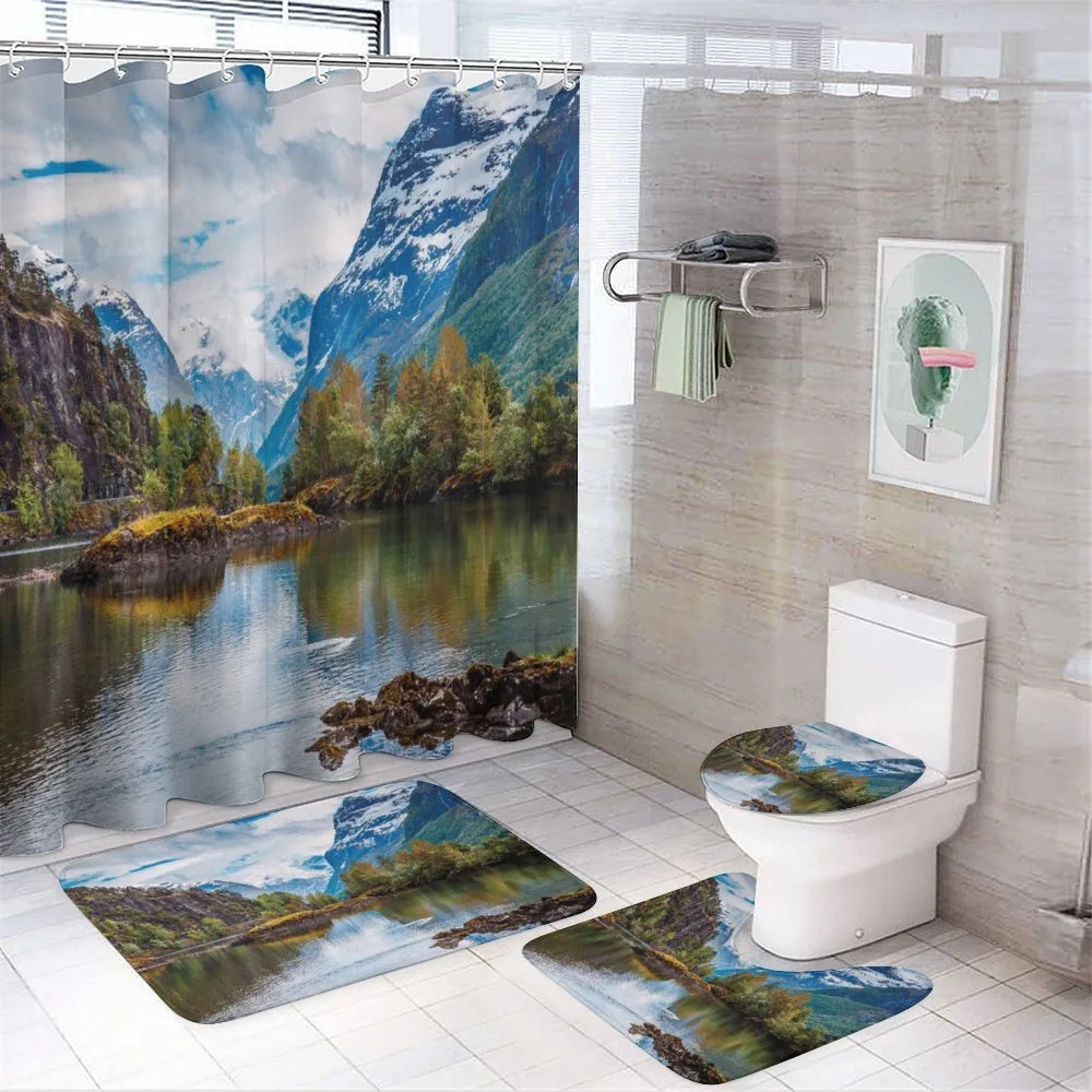 Snowy Norway Mountains — 4-Piece Bathroom Set preview