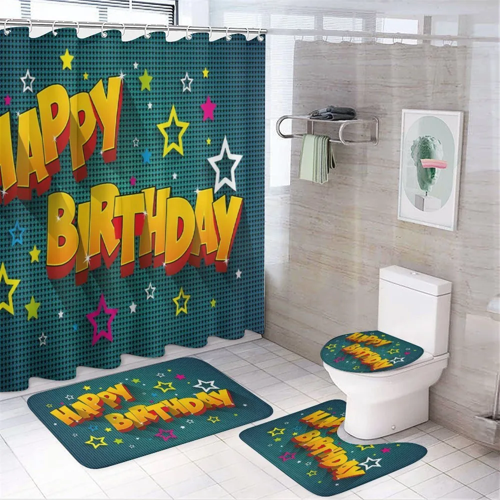 Stars Pattern Greeting — 4-Piece Bathroom Set preview