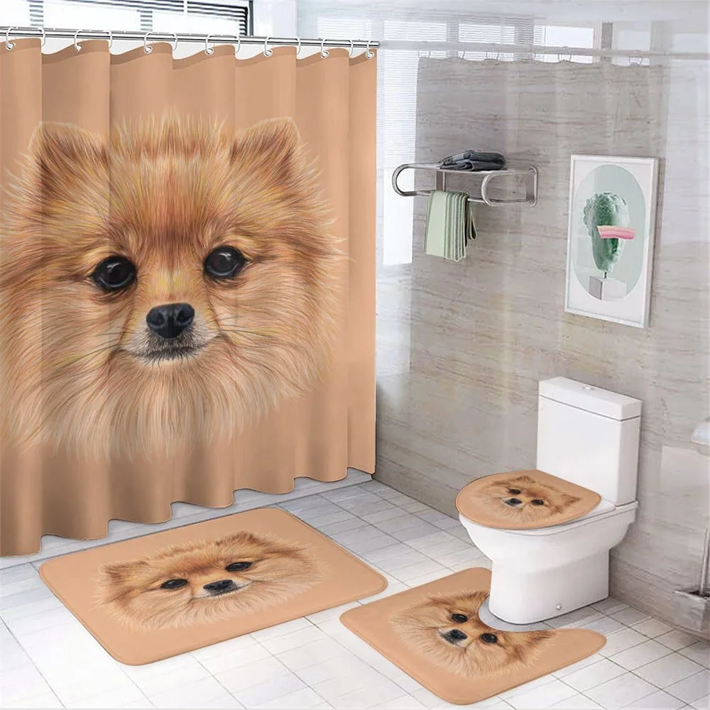 Vintage Pomerian Dog — 4-Piece Bathroom Set preview