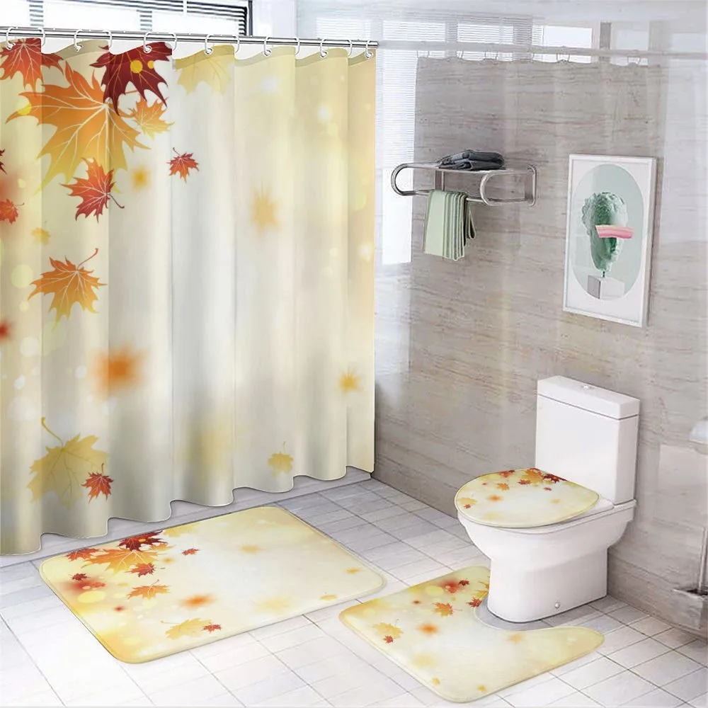 Abstract Maple Leaves Bokeh — 4-Piece Bathroom Set preview