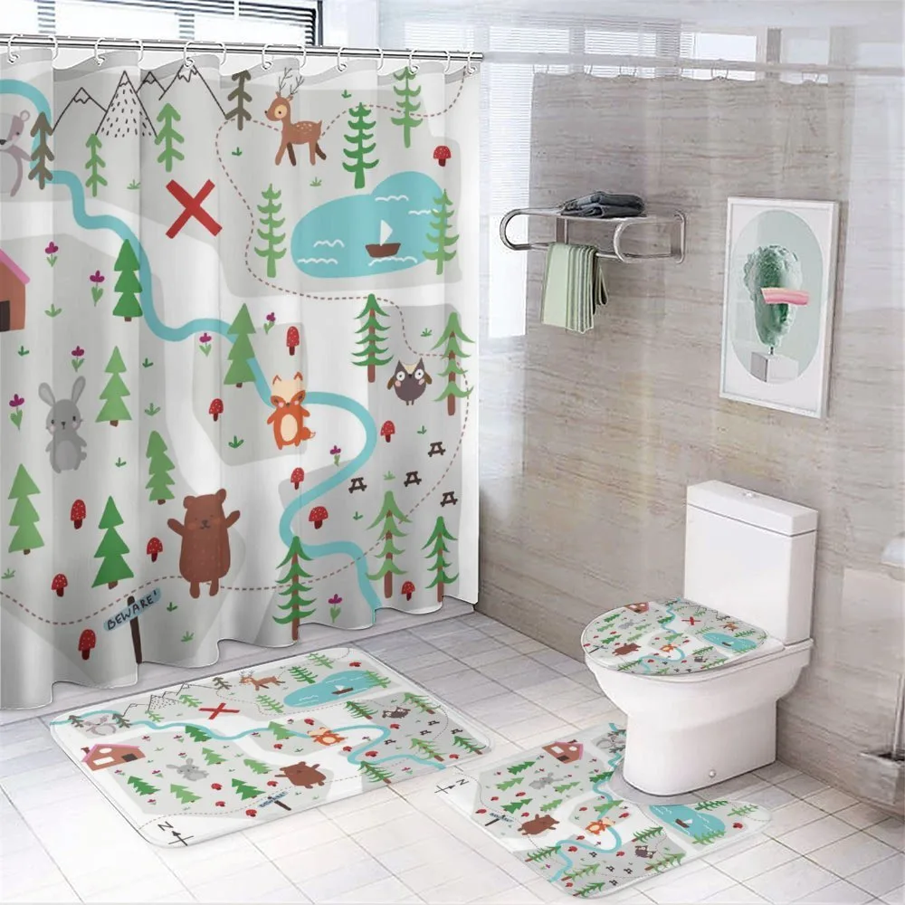 Childish Animal in Woods — 4-Piece Bathroom Set preview