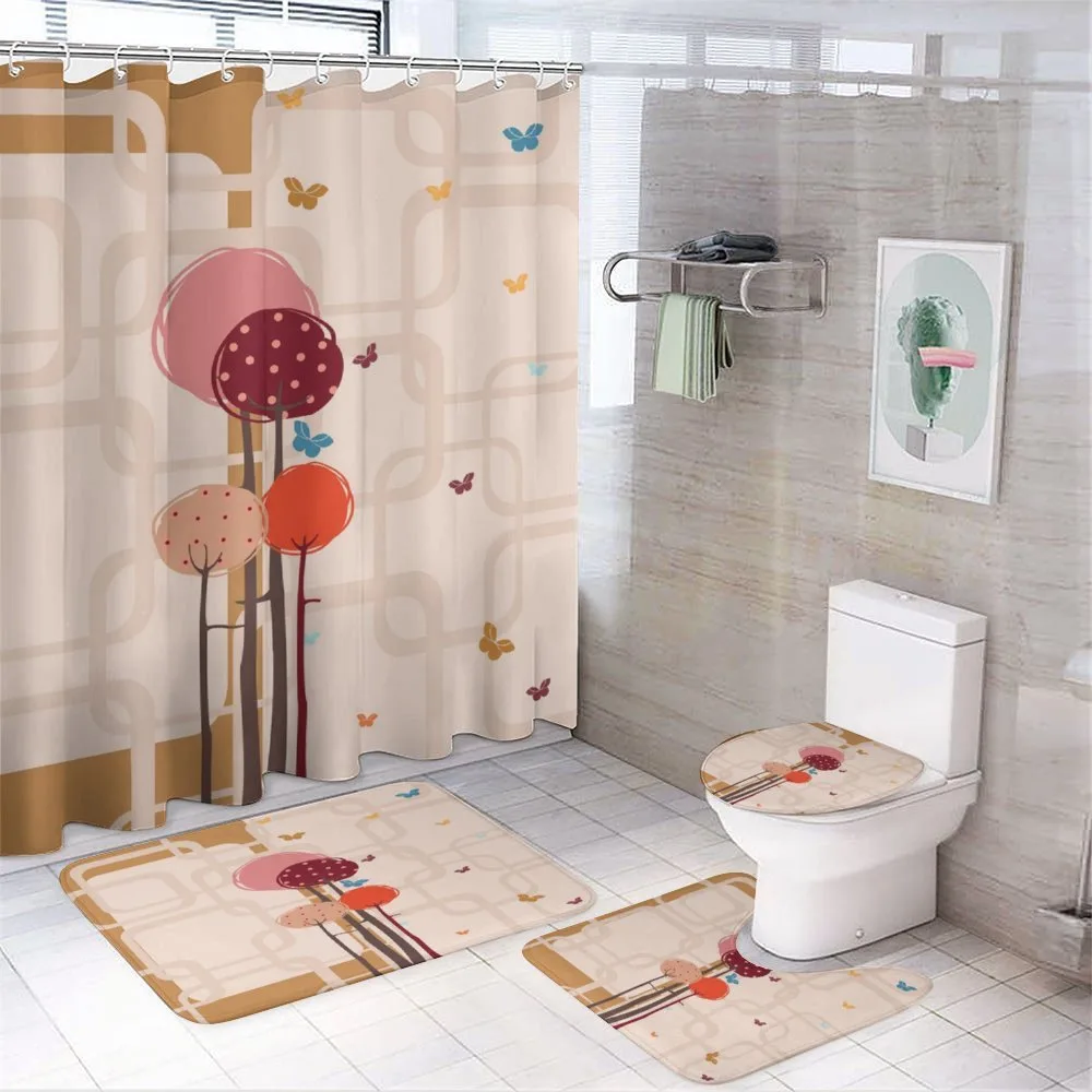 Colorful Trees Butterfly — 4-Piece Bathroom Set preview