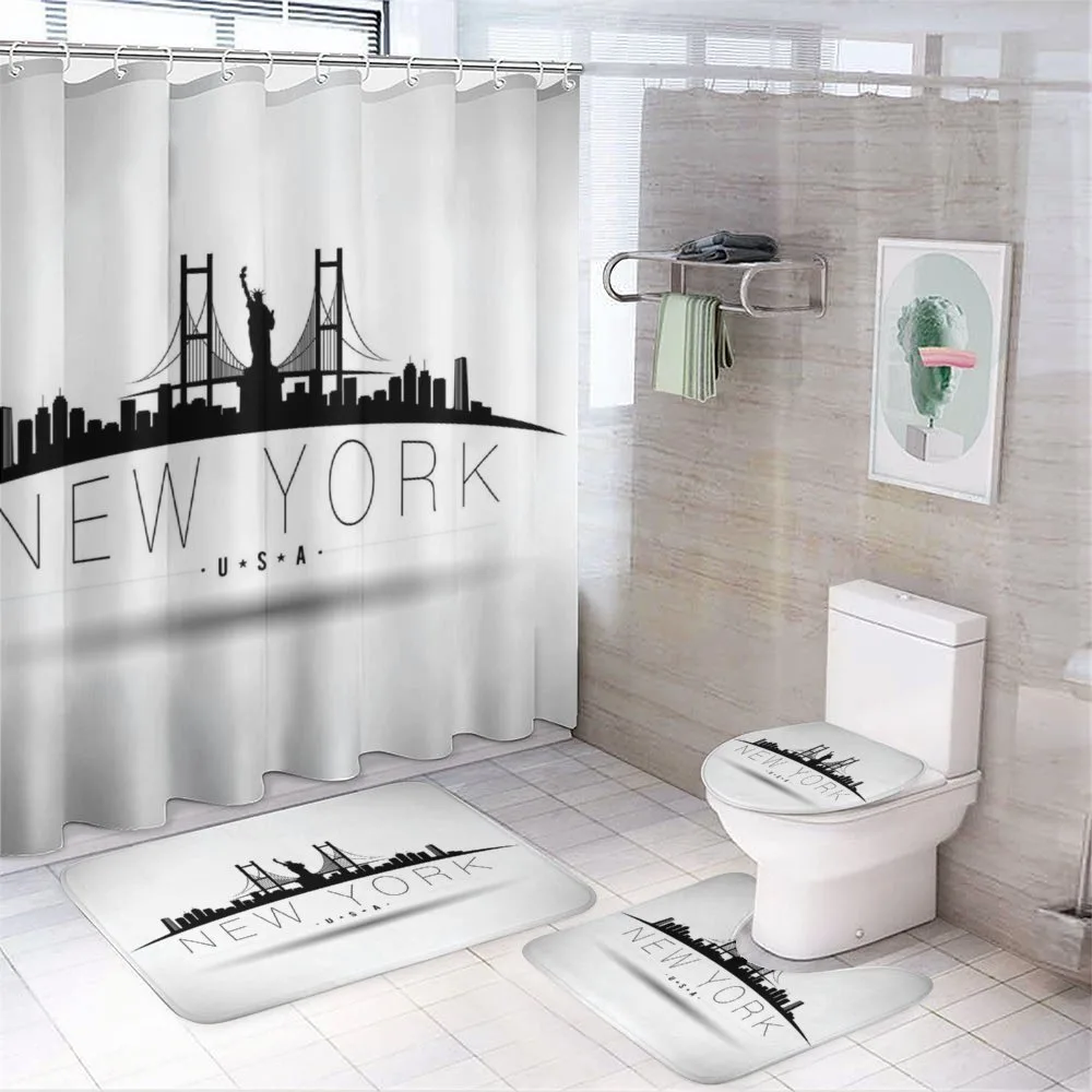 New York USA Wording Landmarks — 4-Piece Bathroom Set preview