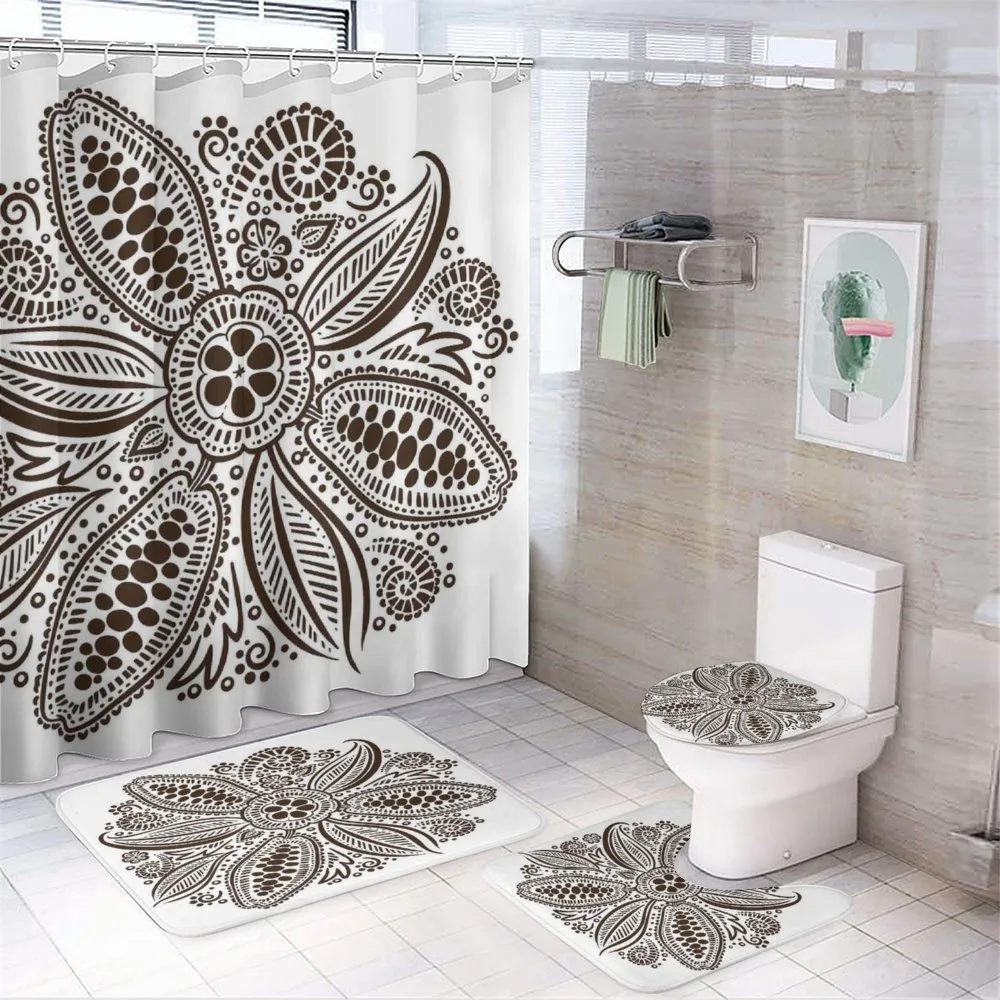 Ornamental Flower Motif Art — 4-Piece Bathroom Set preview
