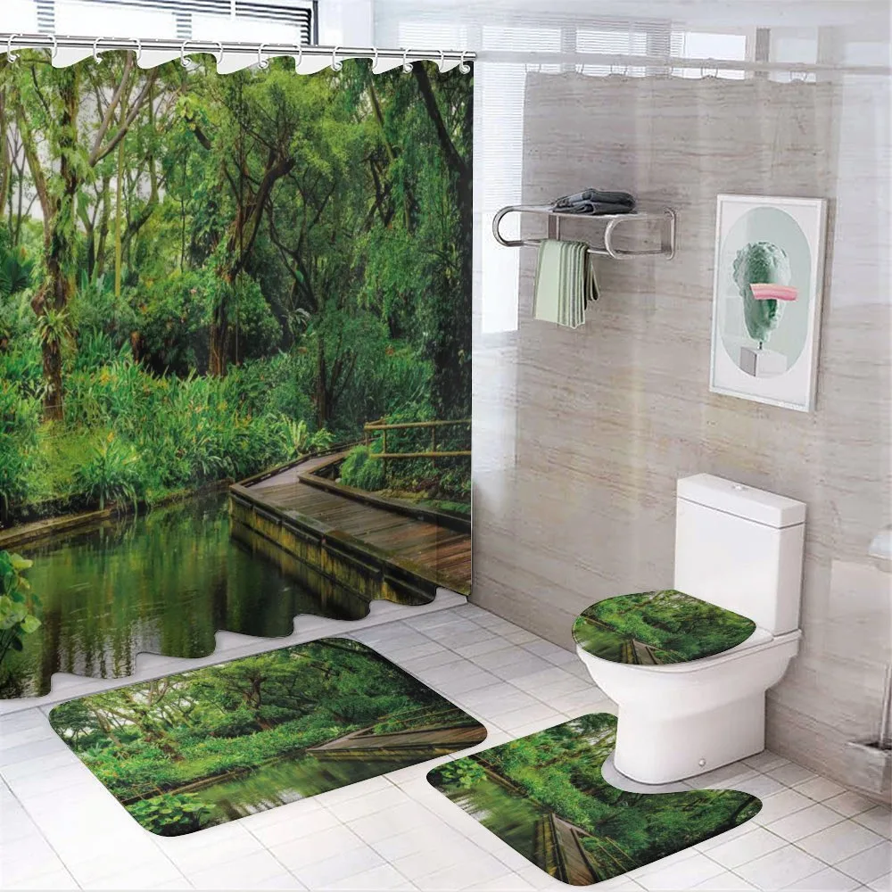 Wild Exotic Forest Pier — 4-Piece Bathroom Set preview