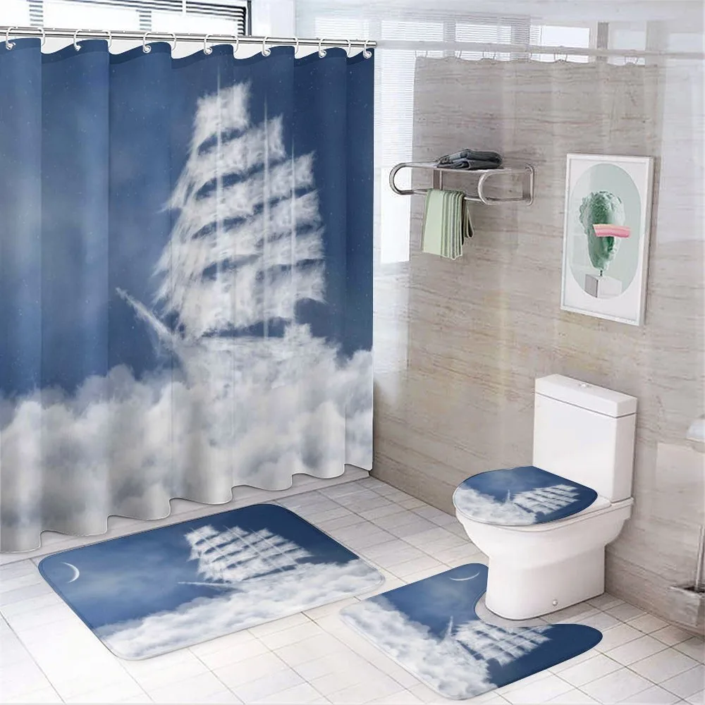 Clouds Ship in Sky — 4-Piece Bathroom Set preview