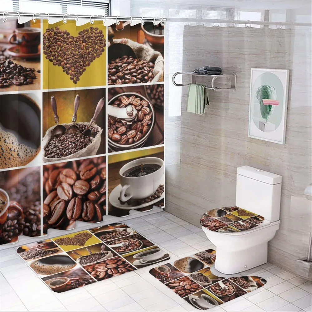 Coffee Photos Girds — 4-Piece Bathroom Set preview