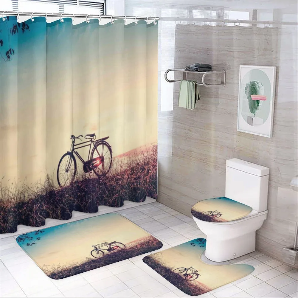 Sunset Bicycle Pastel — 4-Piece Bathroom Set preview