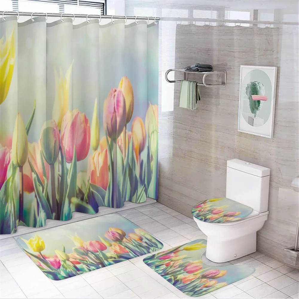 Tulips Flower Bed Park — 4-Piece Bathroom Set preview