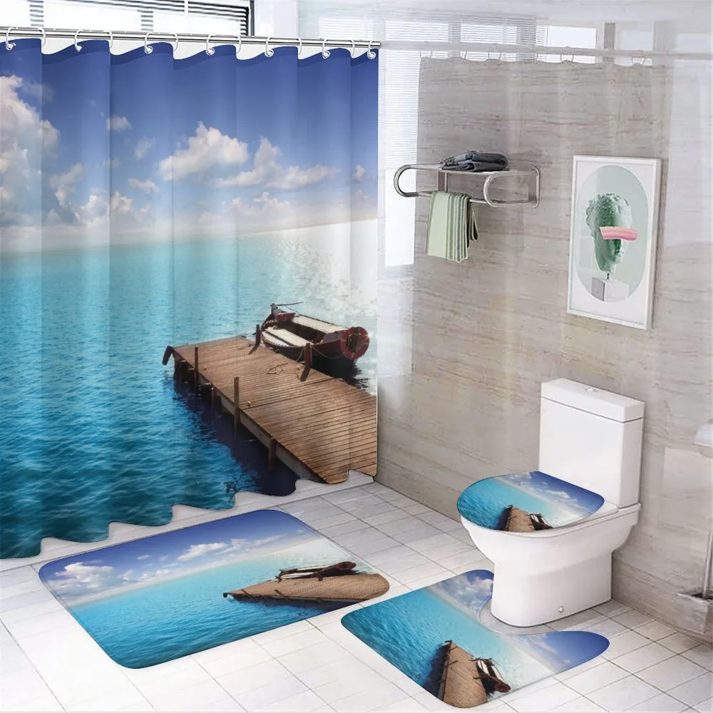 Wooden Deck on a Lake — 4-Piece Bathroom Set preview