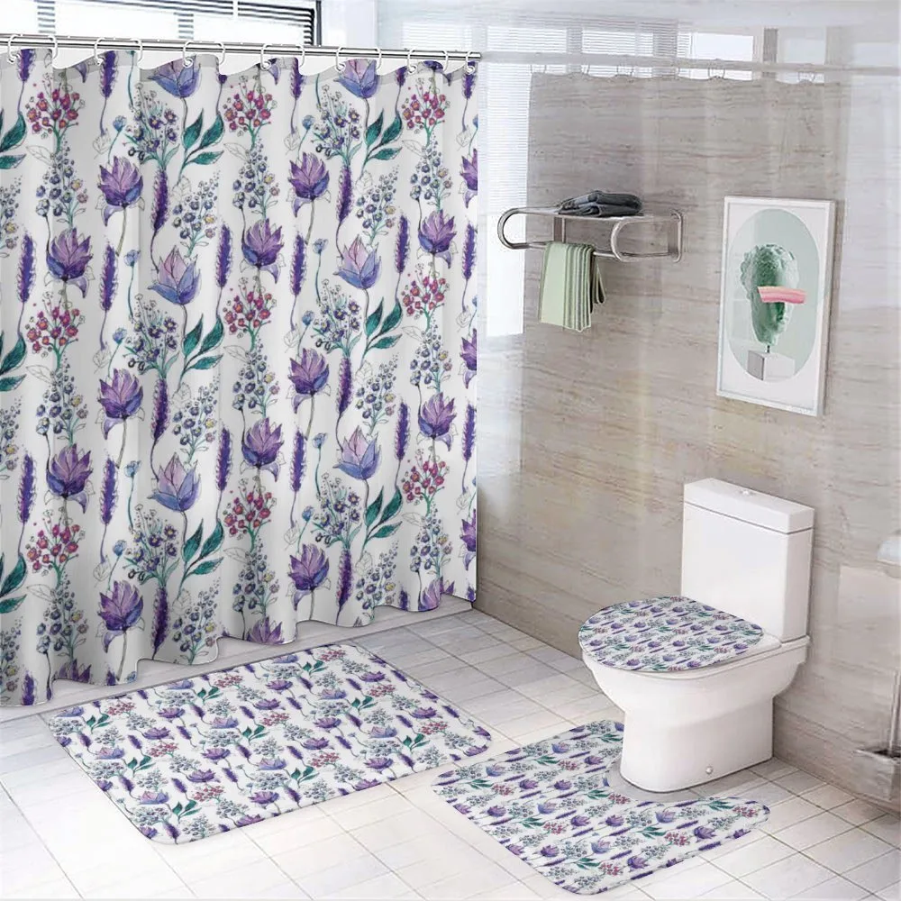 Botany Plants Watercolor — 4-Piece Bathroom Set preview