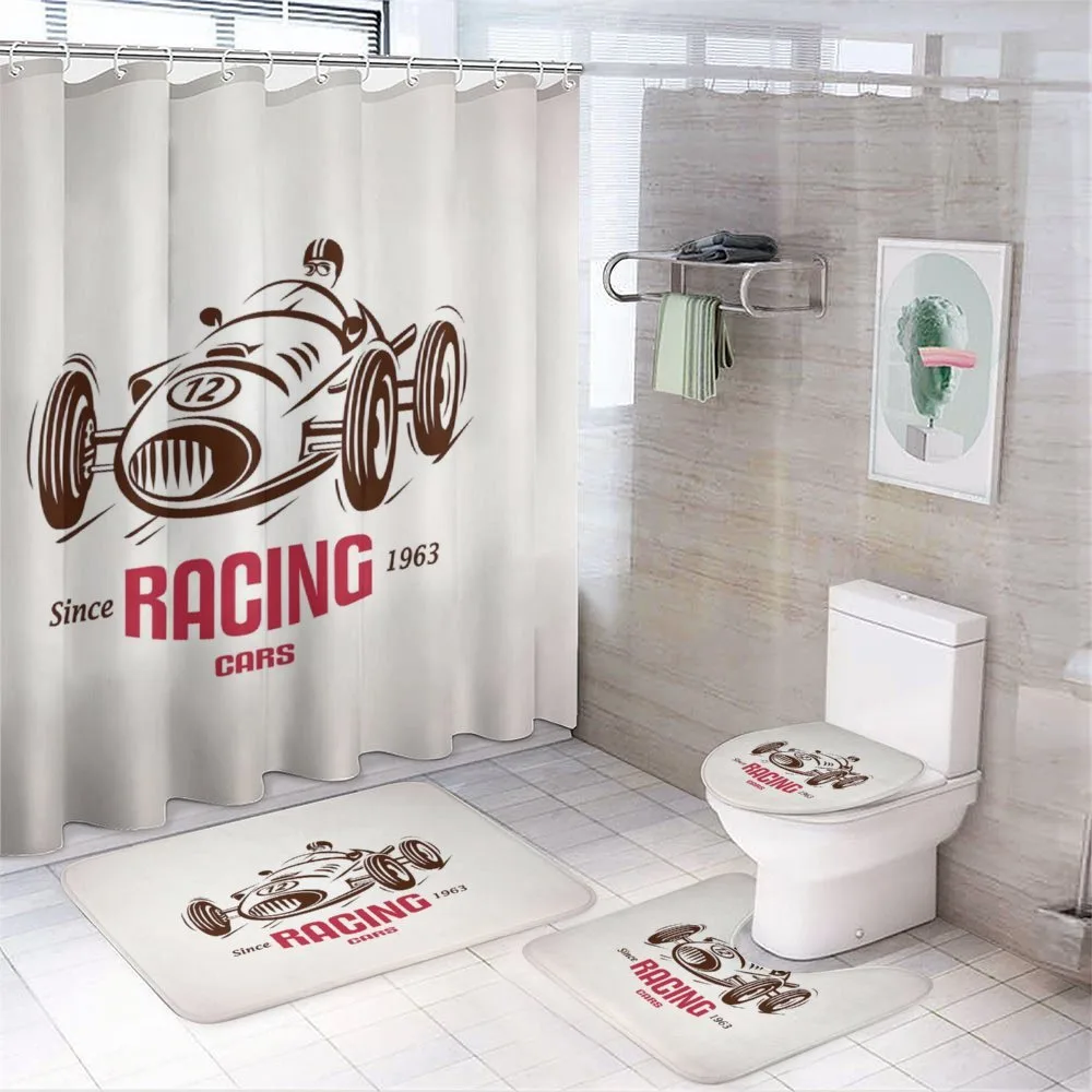 Retro Race Car Emblem — 4-Piece Bathroom Set preview