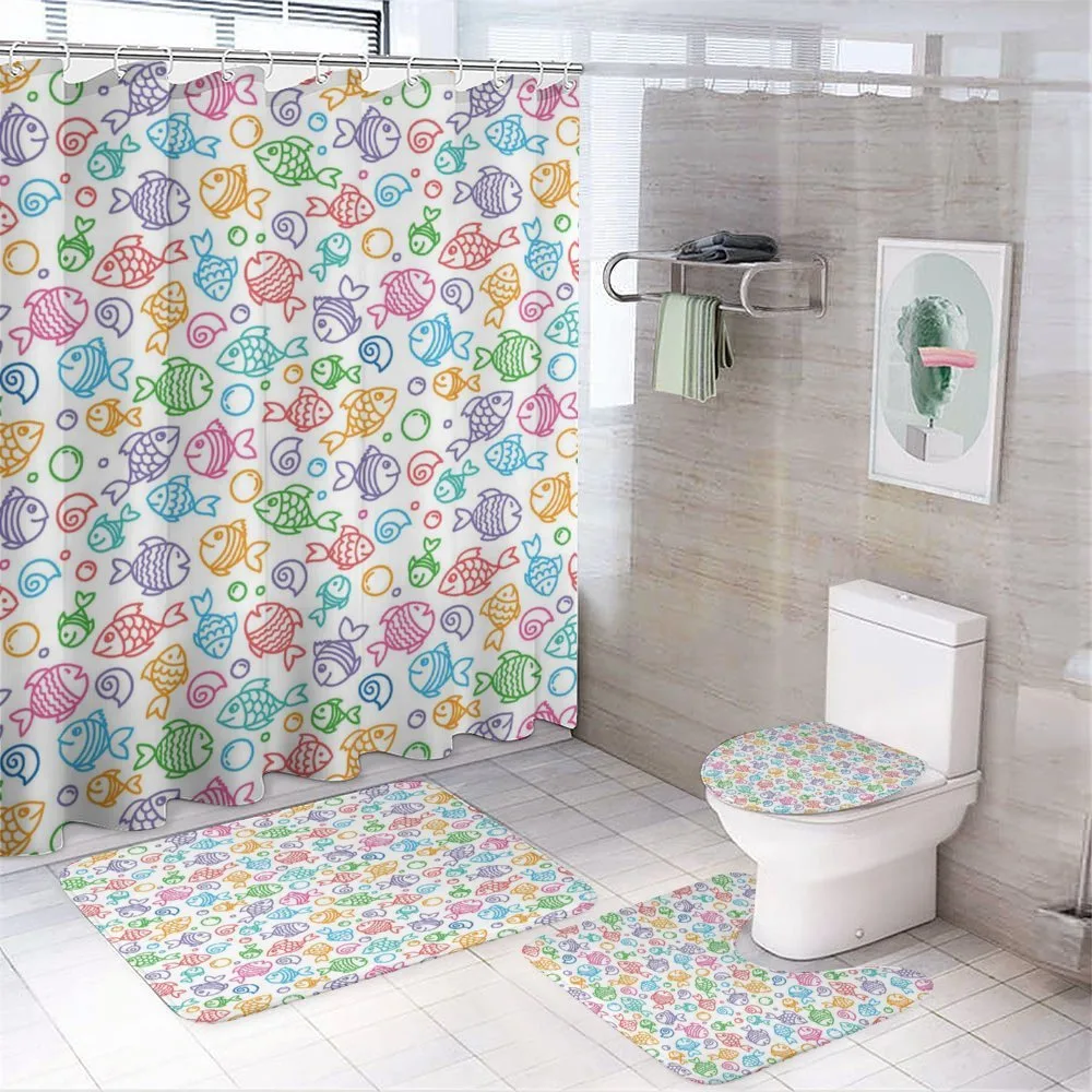 Doodle Fish Happy Aquarium — 4-Piece Bathroom Set preview