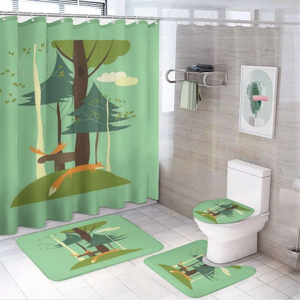 Elk and Fox in Forest — 4-Piece Bathroom Set preview
