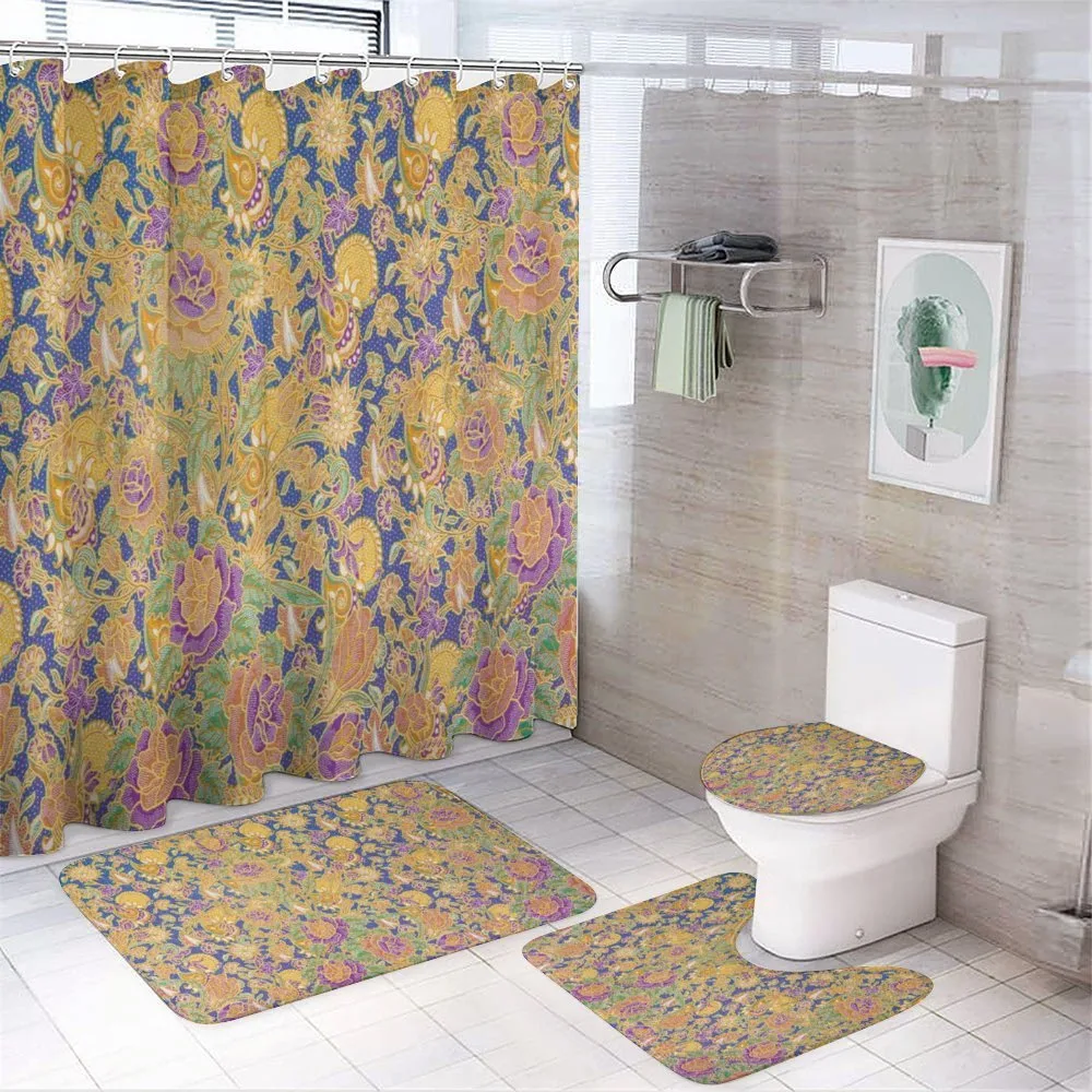 Graphic Indonesian Batik 4-Piece Bathroom Set product video