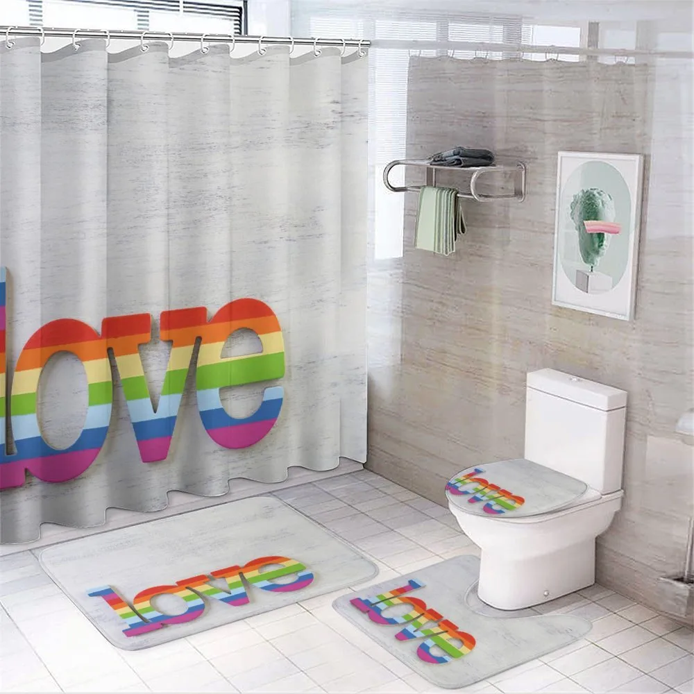 Love Sign on Wood Planks — 4-Piece Bathroom Set preview