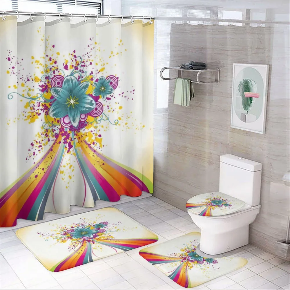 Rainbow Colored Buds — 4-Piece Bathroom Set preview