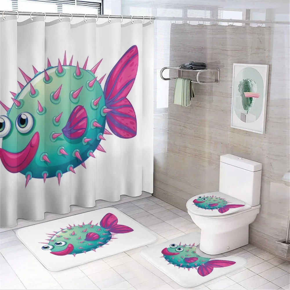 Vibrant Color Bubble Fish — 4-Piece Bathroom Set preview