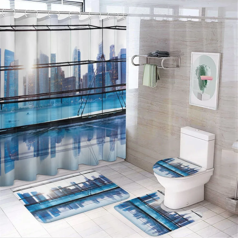 View with Skyscrapers — 4-Piece Bathroom Set preview