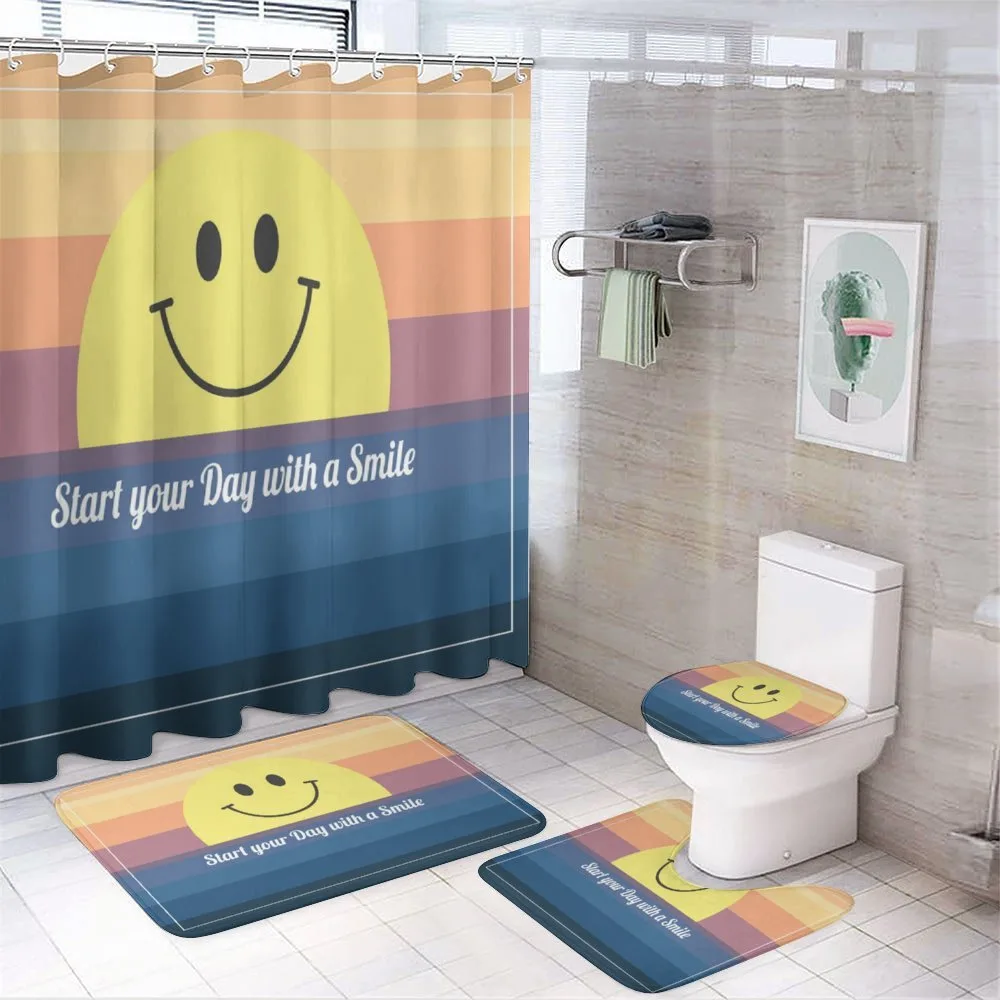 Smirking Sun and Lettering — 4-Piece Bathroom Set preview