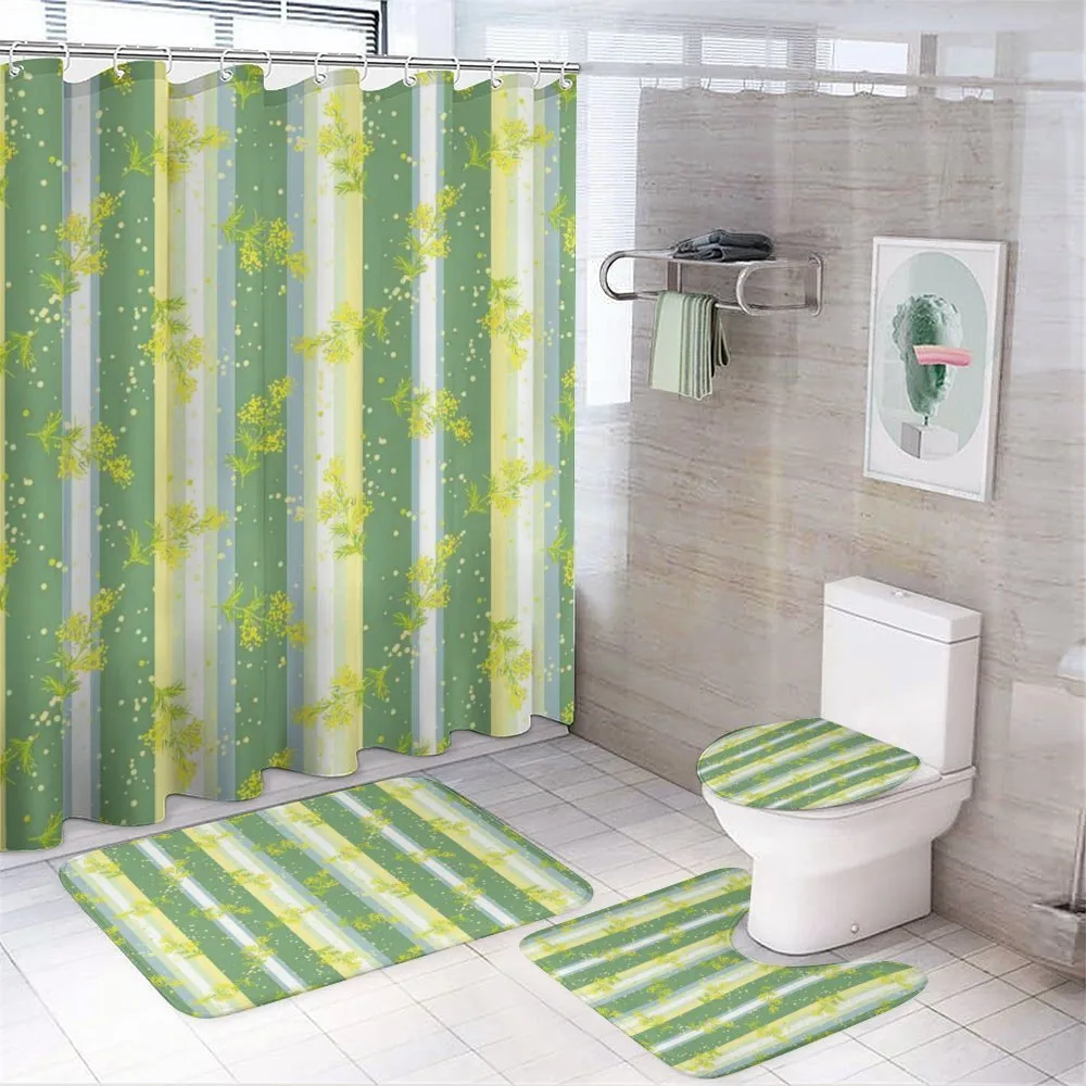 Spring Striped Flowers — 4-Piece Bathroom Set preview