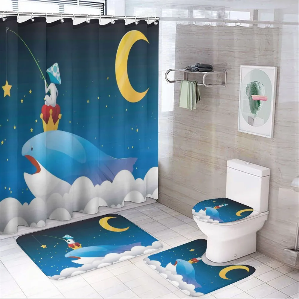 Whale on Clouds Moon — 4-Piece Bathroom Set preview