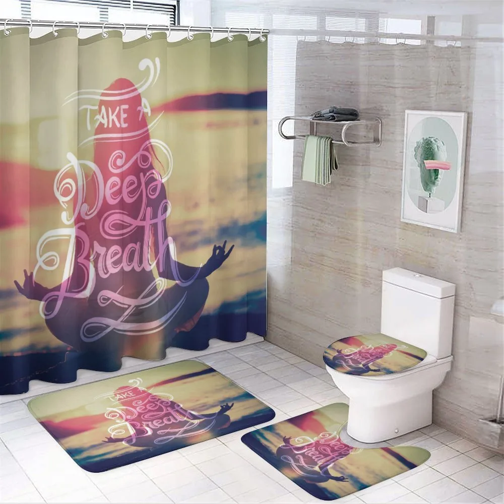 Woman Calm Sunset Beach — 4-Piece Bathroom Set preview