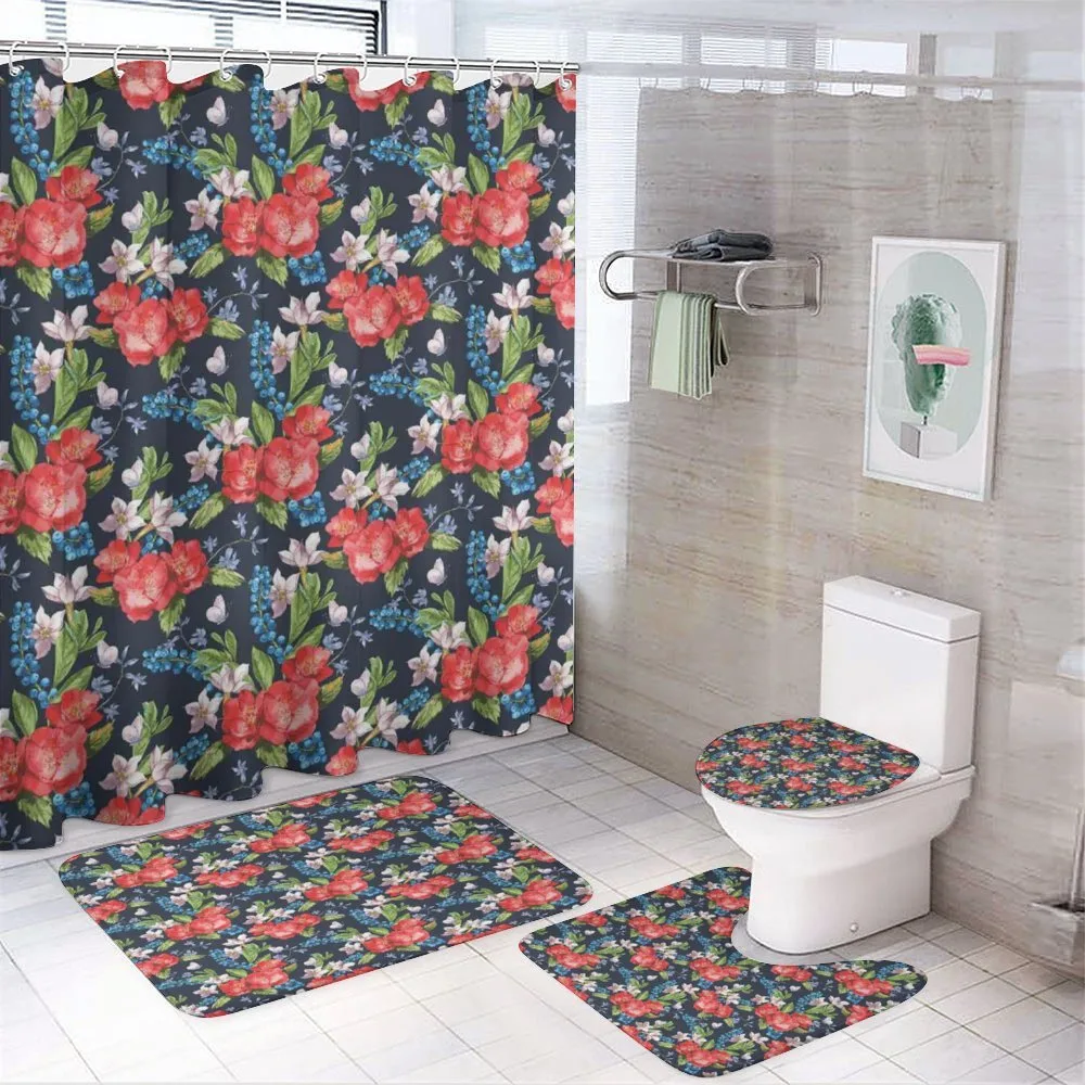 Blueberries Green Leaves 4-Piece Bathroom Set product video