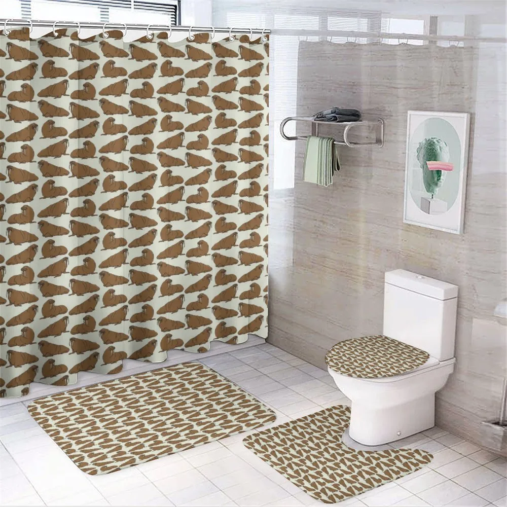 Cartoon Walrus Illustration — 4-Piece Bathroom Set preview