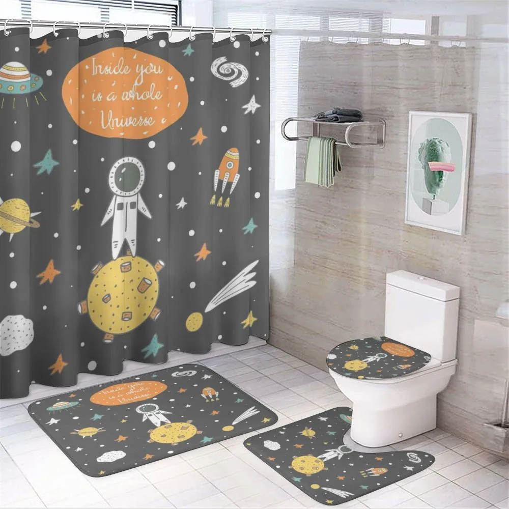 Doodle Astronaut 4-Piece Bathroom Set product video