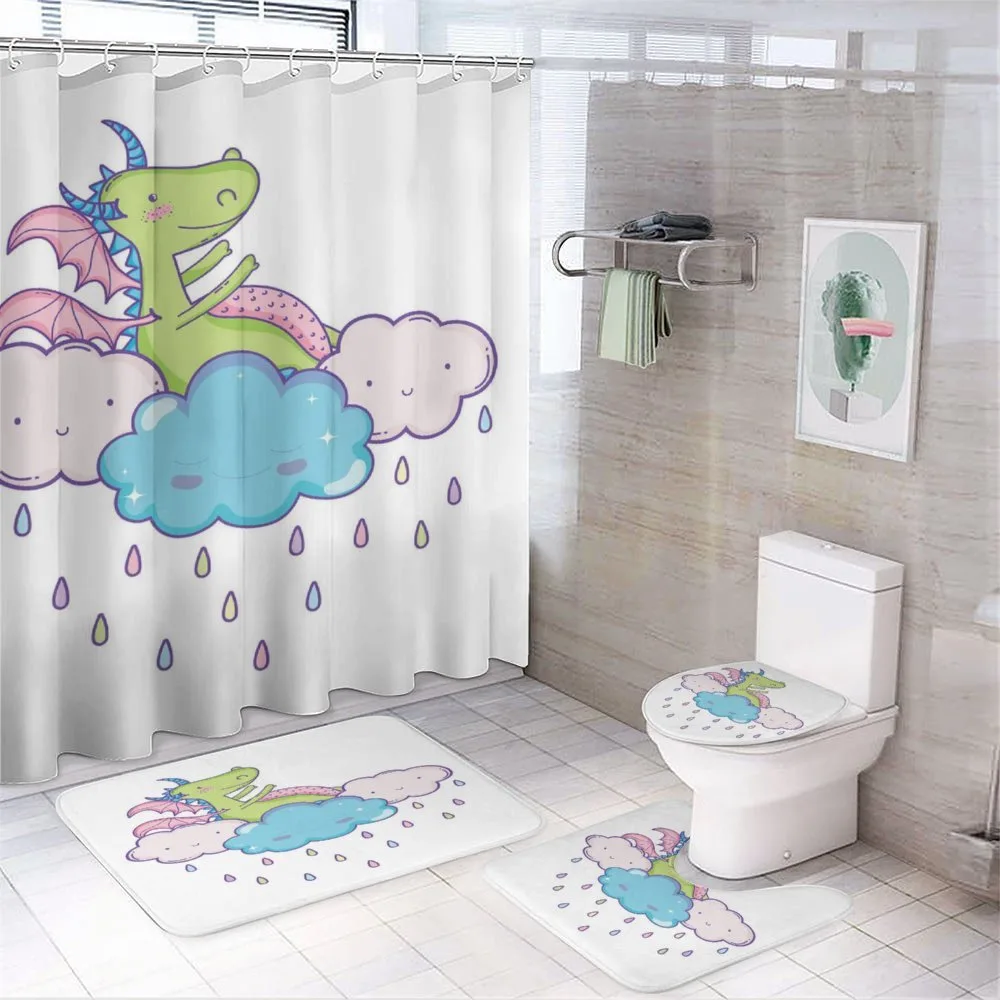 Doodle Style Clouds and Rain — 4-Piece Bathroom Set preview