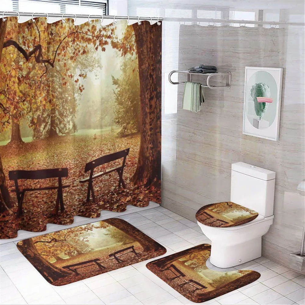 Dramatic Trees and Benches — 4-Piece Bathroom Set preview