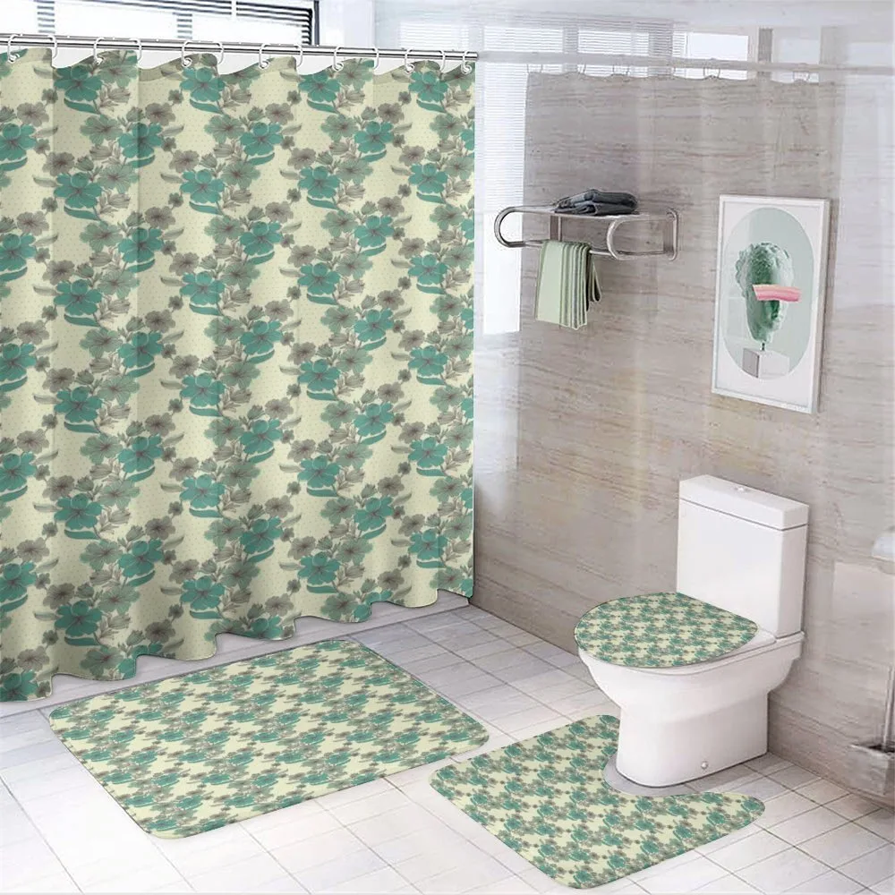Hatched Flowers Polka Dots — 4-Piece Bathroom Set preview