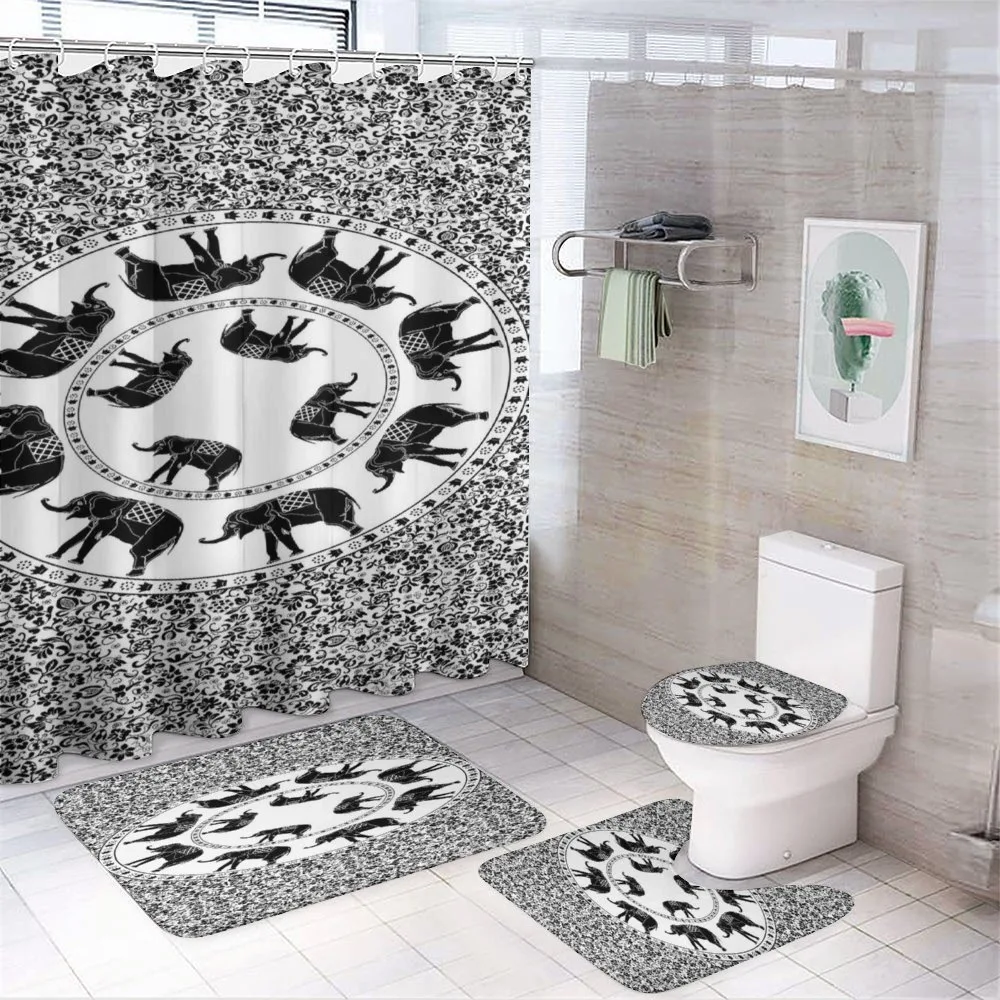 Monchrome Animal Floral — 4-Piece Bathroom Set preview