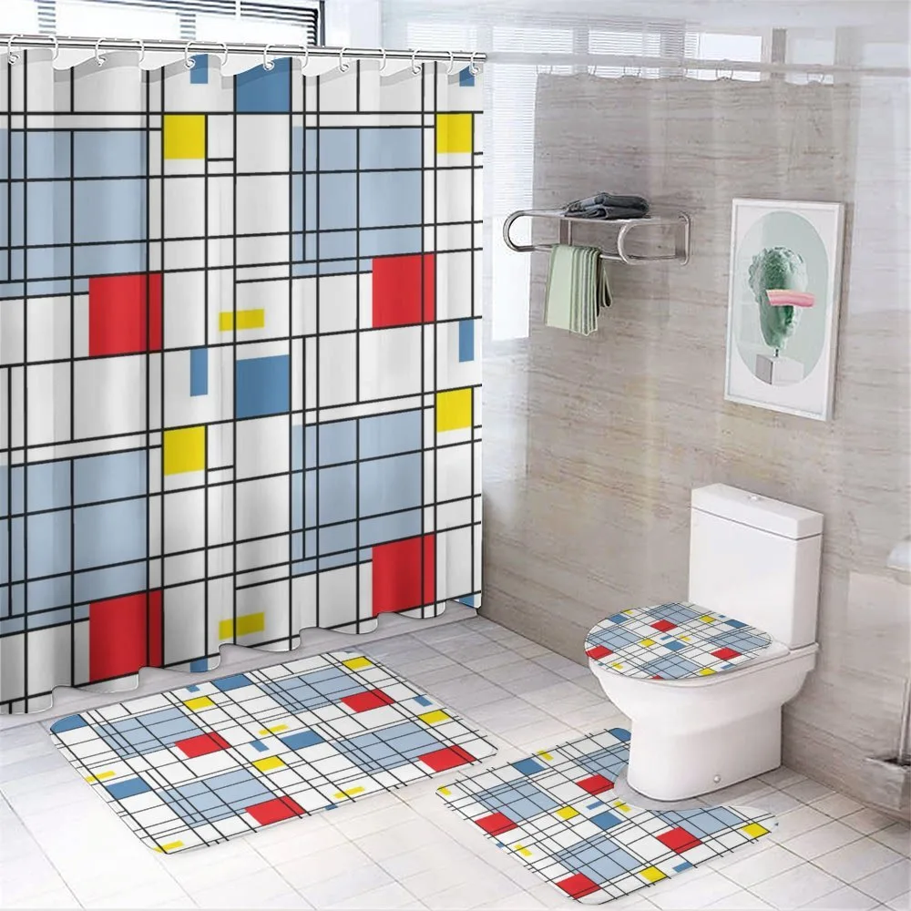 Quadratic Striped Grid — 4-Piece Bathroom Set preview