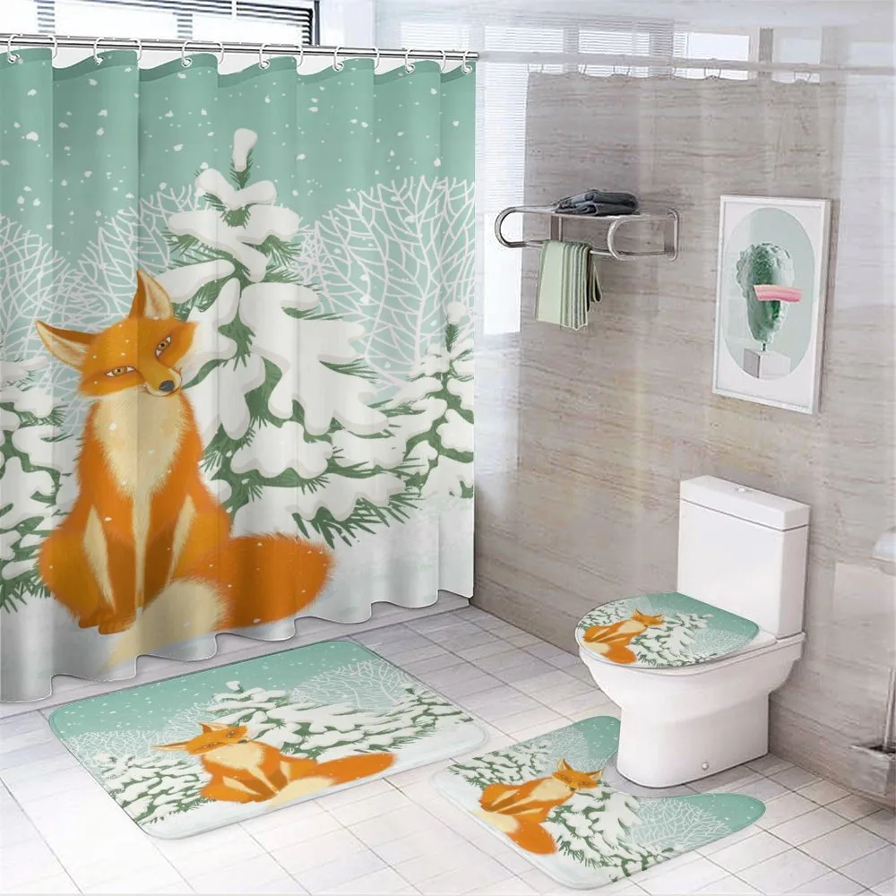 Red Fox Winter Forest Xmas — 4-Piece Bathroom Set preview
