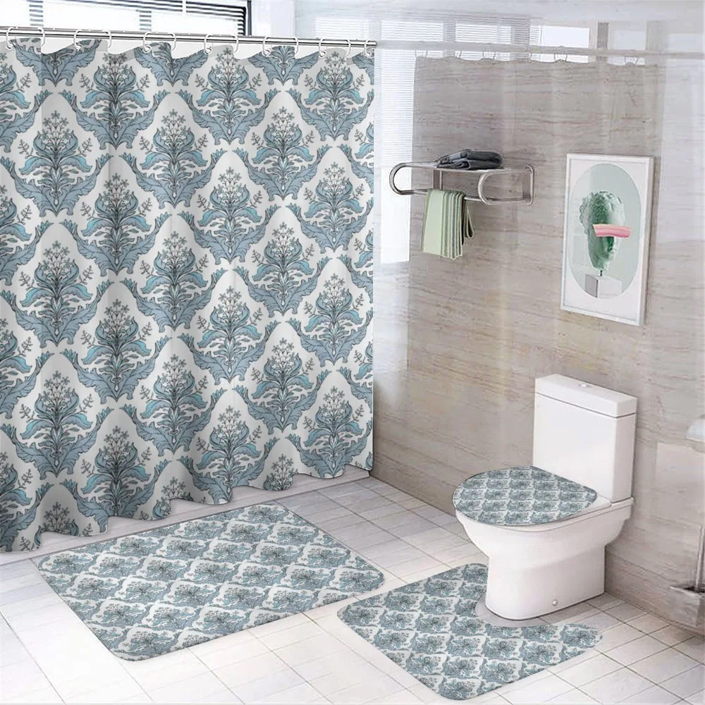 Classic Old Times Motif Pattern — 4-Piece Bathroom Set preview