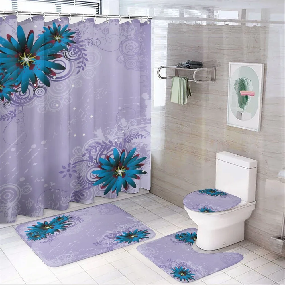 Graphic Ornament Flowers — 4-Piece Bathroom Set preview