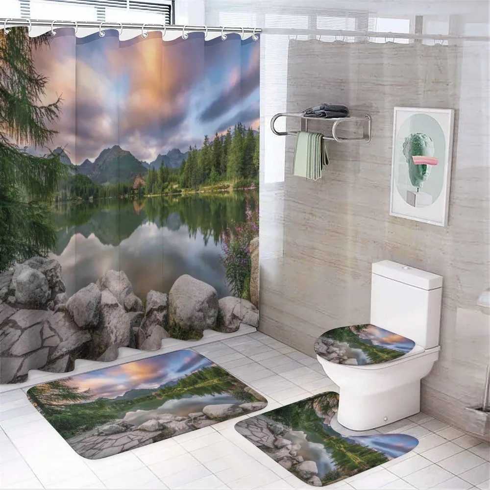 Lake by Forest Mountain — 4-Piece Bathroom Set preview